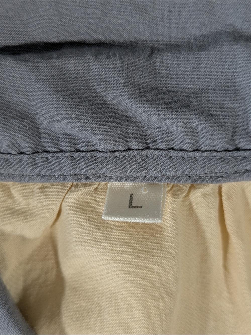 Lightweight Cotton Ruffle Robe Beige & Slate Blue Pattern Tie Front Large - Picture 12 of 15
